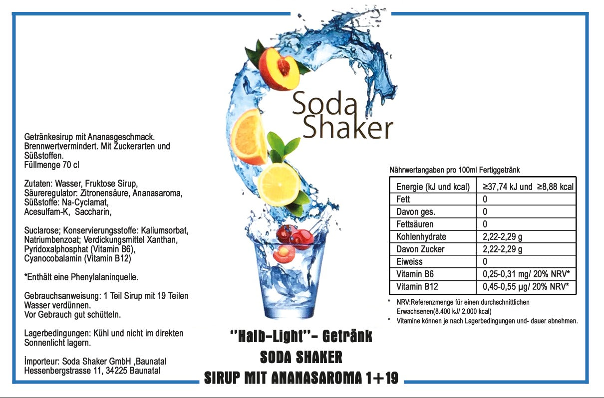 Ananas Sirup in Flasche 0,7 Liter