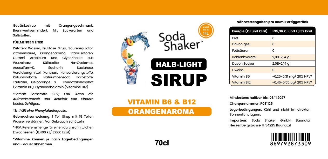 Orangen Sirup in 0,7 Liter Flasche