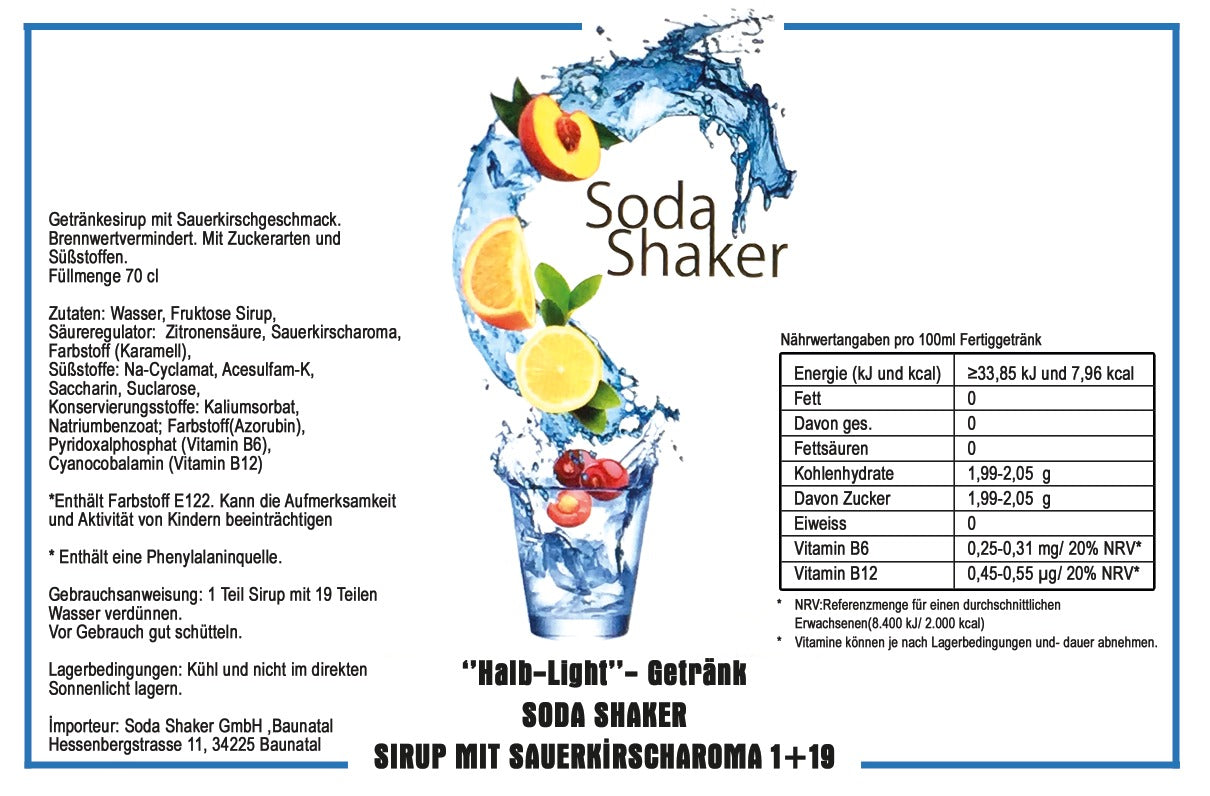 Sauerkirsch Sirup in Flasche 0,7 Liter