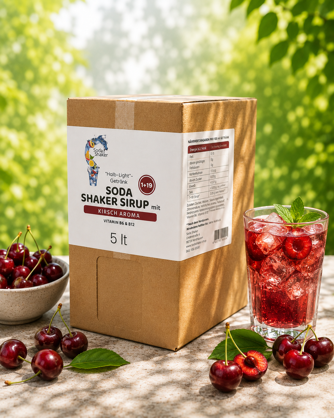 Cherry syrup bag in box 5 liters