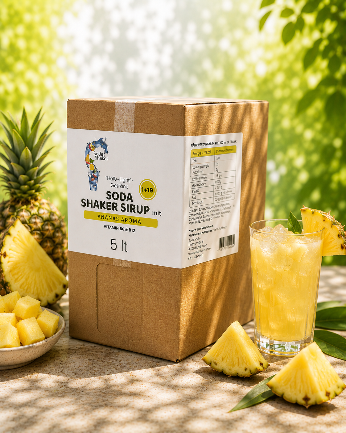 Pineapple syrup bag in box 5 liters