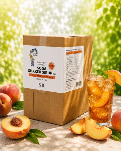 Peach iced tea syrup bag in box 5 liters
