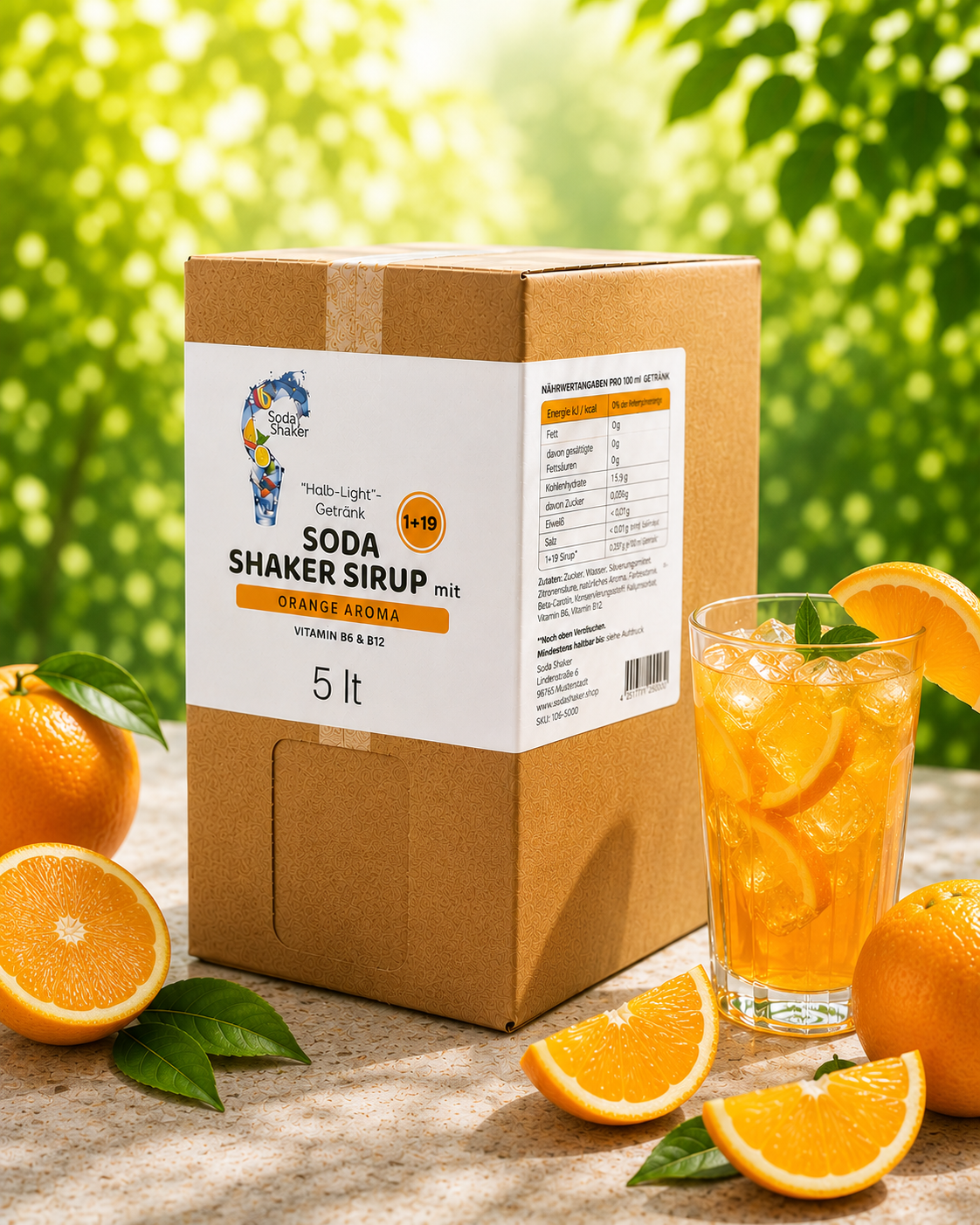 Orange syrup bag in box 5 liters