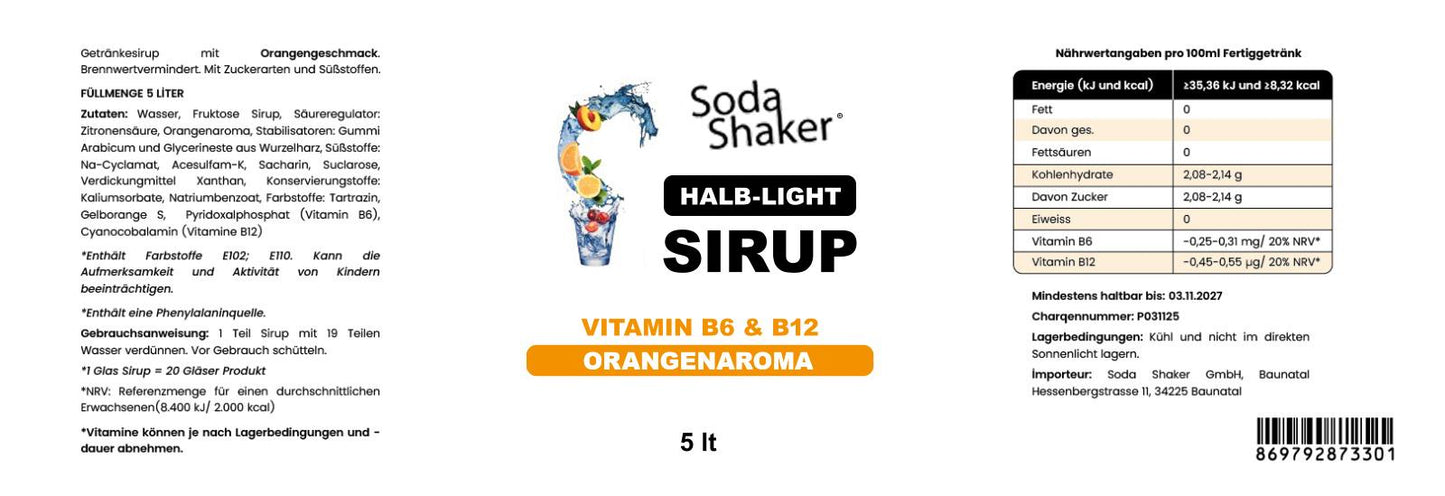 Orange syrup bag in box 5 liters